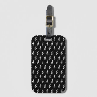 Black Treble Clef Music Luggage Tagg Bagagebricka