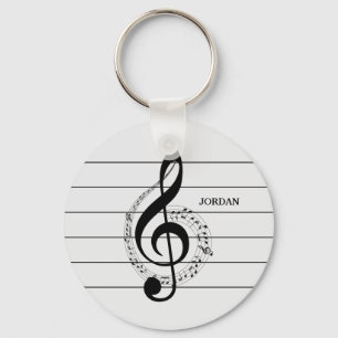 Black Treble Clef Nyckelring