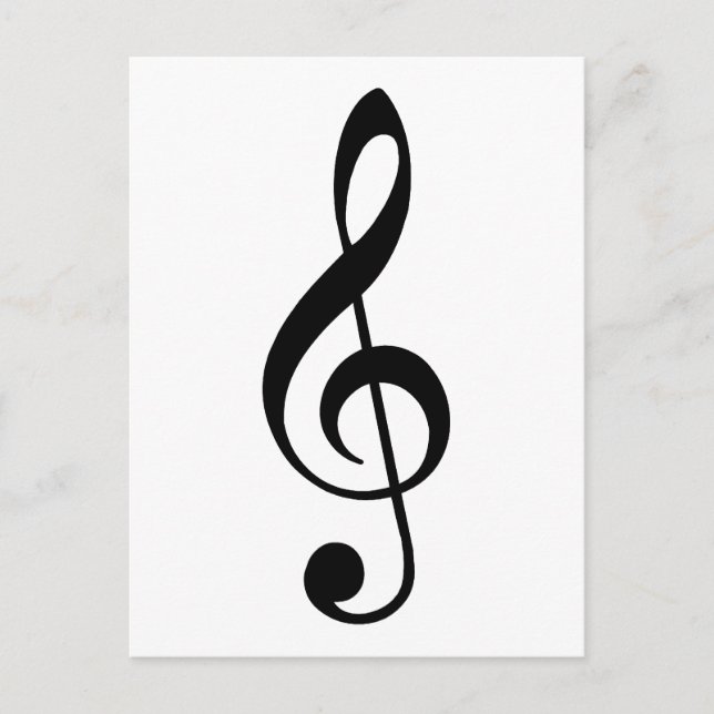 Black Treble Clef Vykort (Framsida)