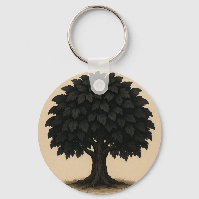 Black Tree Necklace – Minimal Nature Pendant Nyckelring (Framsida)