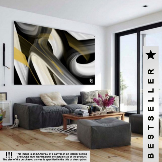 Black Trend Abstract Art Canvas White Gold (Skapare uppladdad)