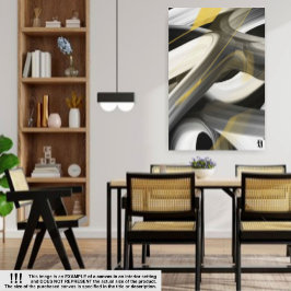 Black Trend Abstract Art Canvas White Gold