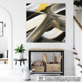 Black Trend Abstract Art Canvas White Gold