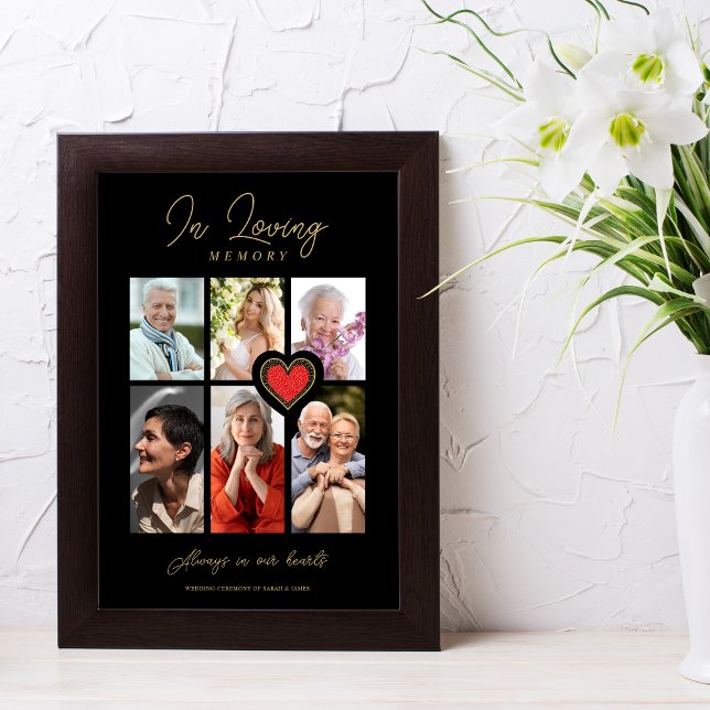 Black Trendig Collage 6 Photos Modern Red Heart Poster (Skapare uppladdad)