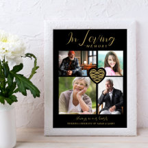Black Trendy Collage 4 Photos Modern Heart Wedding