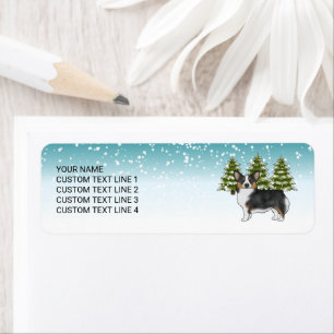 Black Tri Pembroke Corgi Blue Winter-jul Returadress Etikett