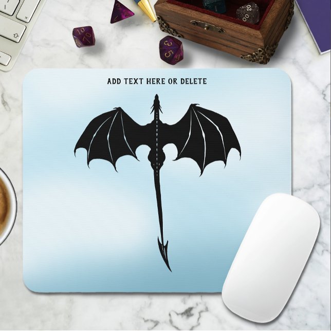 Black Tribal Flight Dragon Fantasy Blå himmel Musmatta (Skapare uppladdad)