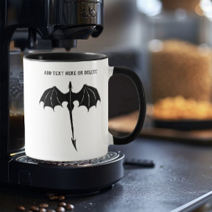 Black Tribal Flight Dragon Fantasy White Mugg