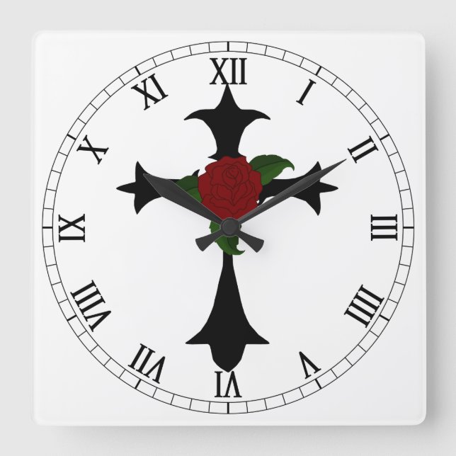 Black Tribal Kor Square Roman Numerals Clock Fyrkantig Klocka (Framsida)