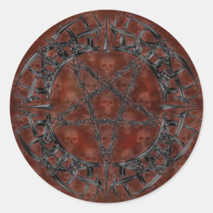 Black Tribal Pentagram Runt Klistermärke