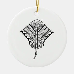 Black Tribal Stingray Manta Ray Julgransprydnad Keramik