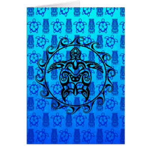Black Tribal Turtle Hälsningskort