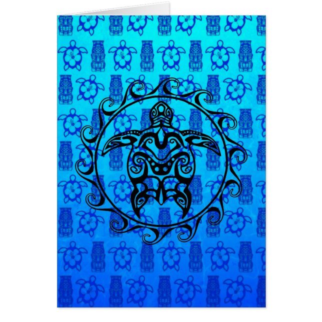 Black Tribal Turtle Hälsningskort (Framsidan)