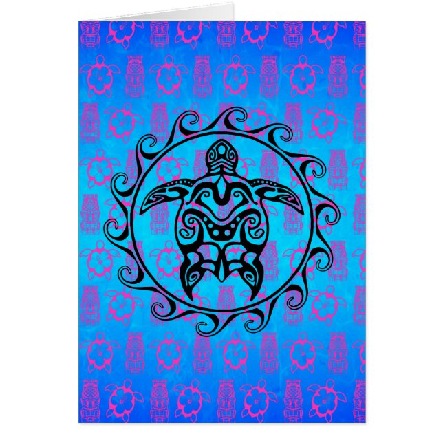 Black Tribal Turtle Hälsningskort (Framsidan)