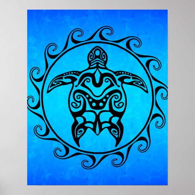 Black Tribal Turtle Poster (Framsidan)