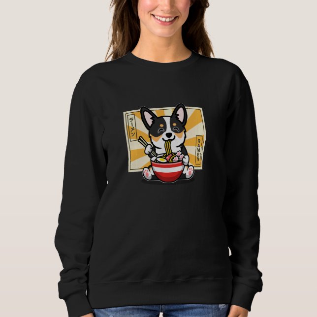Black Tricolor Corgi Pullover T Shirt (Framsida)