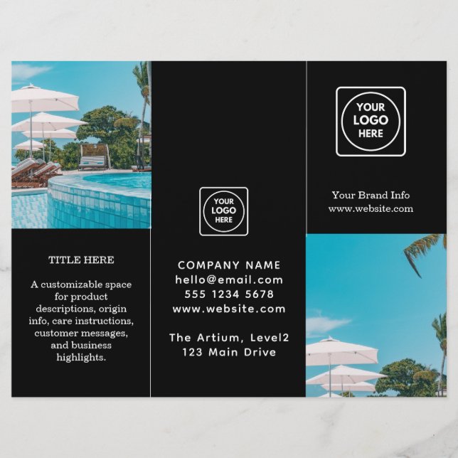 Black Trifold Brochure | Anpassningsbar Modern Bus (Framsida)