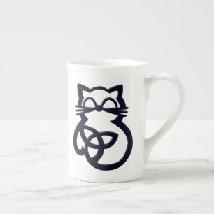 Black Trinity Knot Celtic Cat Bone China Mugg Benporslin Mugg