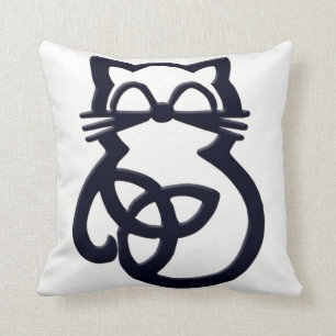Black Trinity Knot Celtic Cat Dekorativ kudde