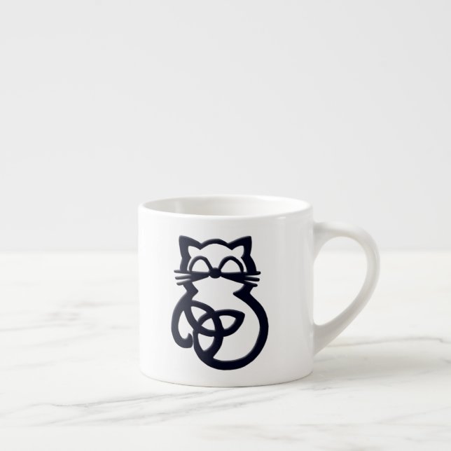Black Trinity Knot Celtic Cat Espresso Mugg Espressomugg (Höger)