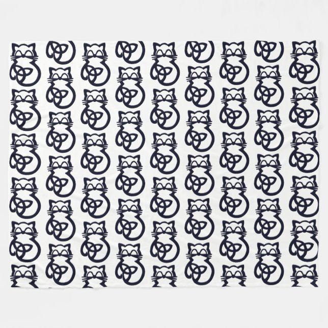 Black Trinity Knot Celtic Cat Fleece Blanket (Framsidan (Horisontell))