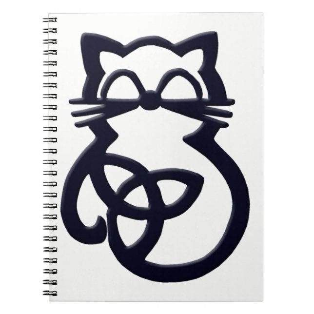 Black Trinity Knot Celtic Cat Notebook Anteckningsbok Med Spiral (Framsidan)