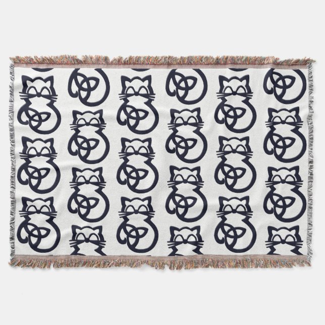 Black Trinity Knot Celtic Cat Throw Blanket Filt (Framsidan)