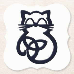 Black Trinity Knot Celtic Cat Underlägg Papper