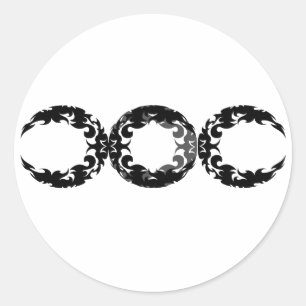 Black Triple Goddess Måne Design Runt Klistermärke