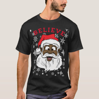 Black Tro Santa Roligt Fånig Santa African Americ T Shirt