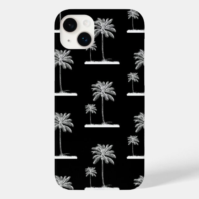 Black Tropical Modern Handflatan Träd Phone Case (Baksida)