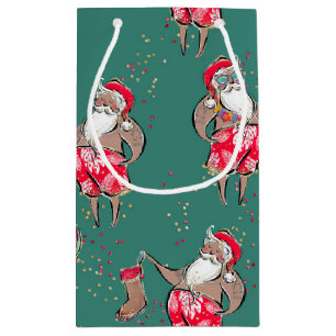 Black Tropical Santa Gift Bag