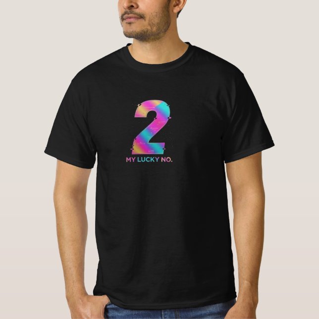 Black tshirt Lucky Number  T Shirt (Framsida)