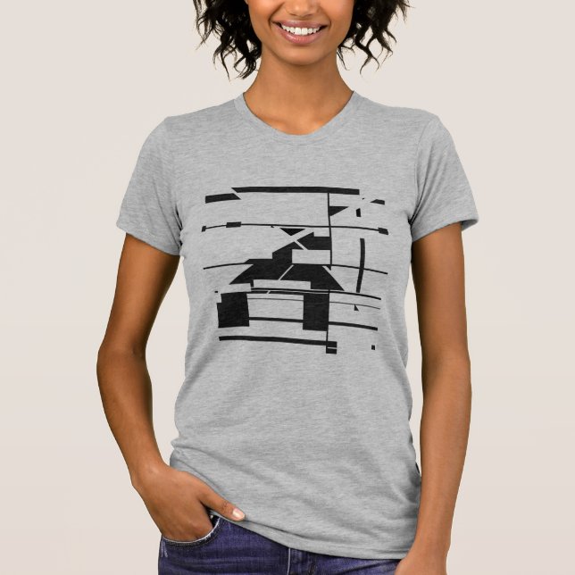 Black Tunnelbanan Karta Geometric Abstrakt Labyrin T Shirt (Framsida)