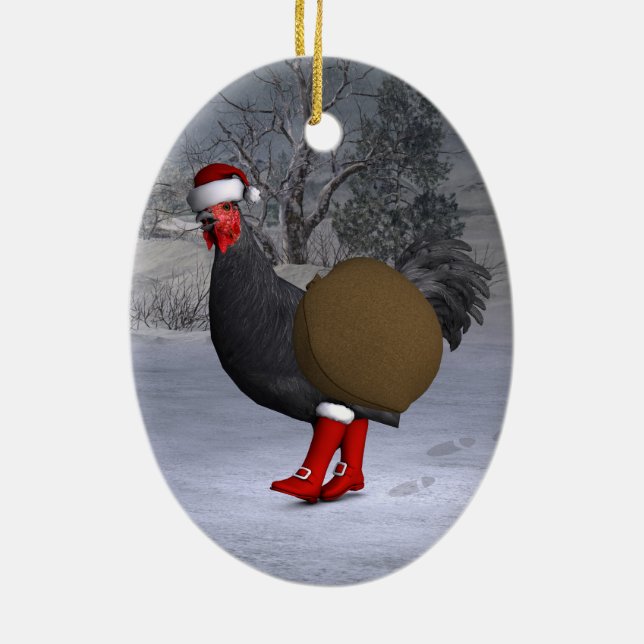 Black Tupp Jultomten Julgransprydnad Keramik (Baksidan)