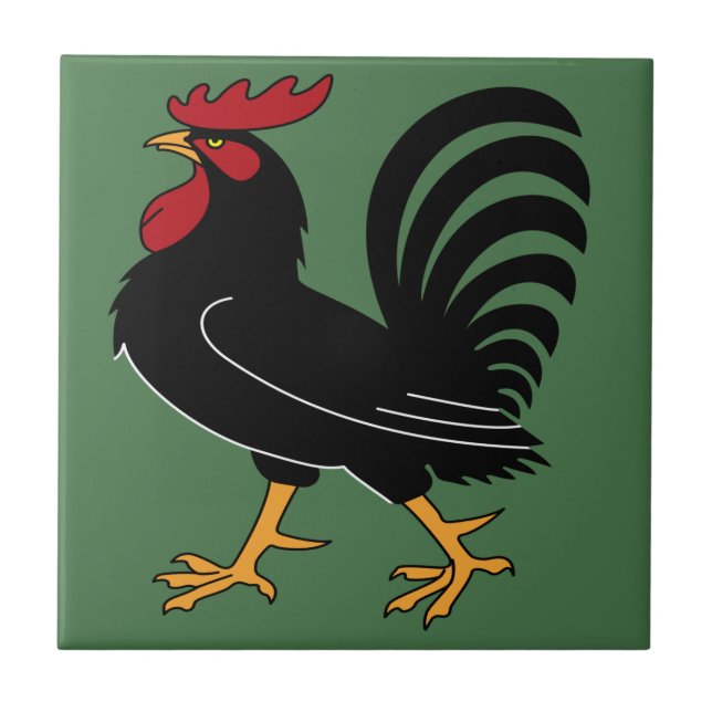 Black Tupp med Red Comb Kakelplatta (Framsidan)