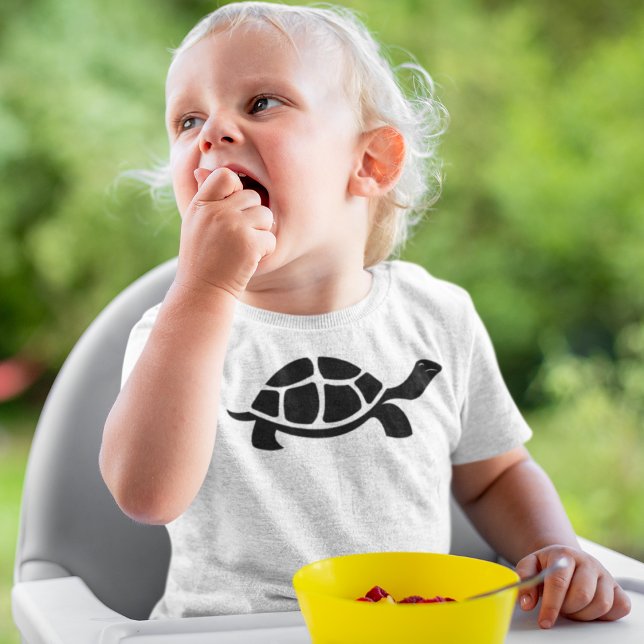 Black Turtle Vector T Shirt (Baby happily eating with tortise design tshirt)