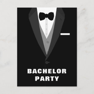 Black Tuxedo Bachelor Party-inbjudan Inbjudan Vykort