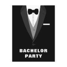Black Tuxedo Bachelor Party-inbjudan