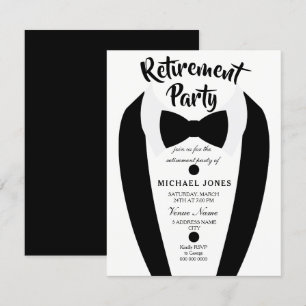 Black Tuxedo Bow Tie Pension Party Inbjudan