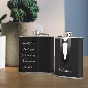 Black Tuxedo Bridesman Bröllop-kolv Fickplunta