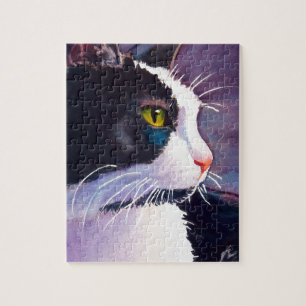 Black Tuxedo Cat in Stormy Mood Pussel