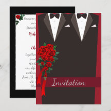 Black Tuxedo Gay bröllopsinbjudan