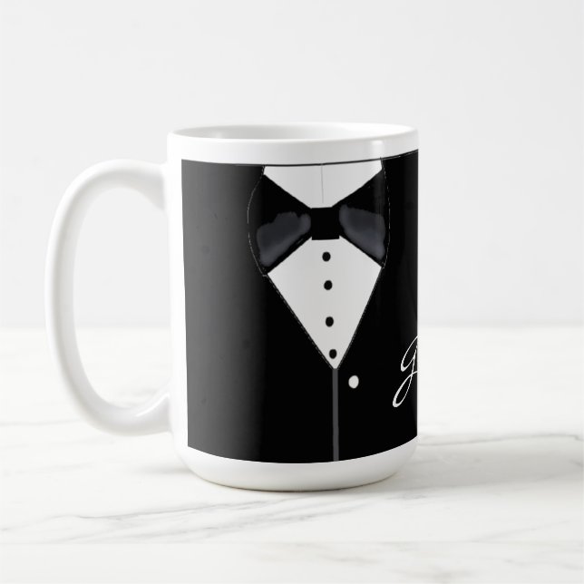 Black Tuxedo Groom Kaffemugg (Vänster)