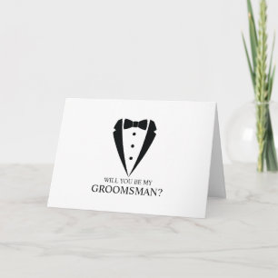 Black Tuxedo Kostym Personlig Groomsman Frieri Inbjudan