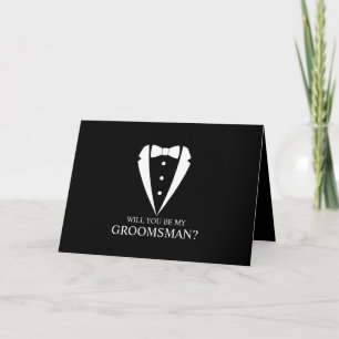 Black Tuxedo Kostym Personlig Groomsman Frieri Inbjudan