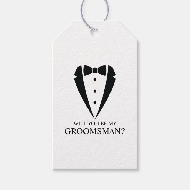 Black Tuxedo Kostym Personlig Groomsman Frieri Presentetikett (Framsidan)