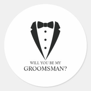 Black Tuxedo Kostym Personlig Groomsman Frieri Runt Klistermärke