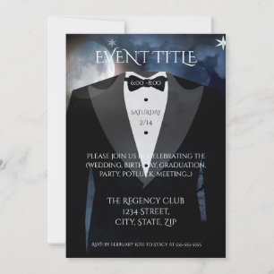Black Tuxedo med Bow Tie Inbjudningar