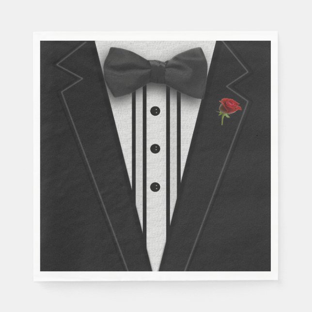 Black Tuxedo med Bow Tie Pappersservett (Framsidan)